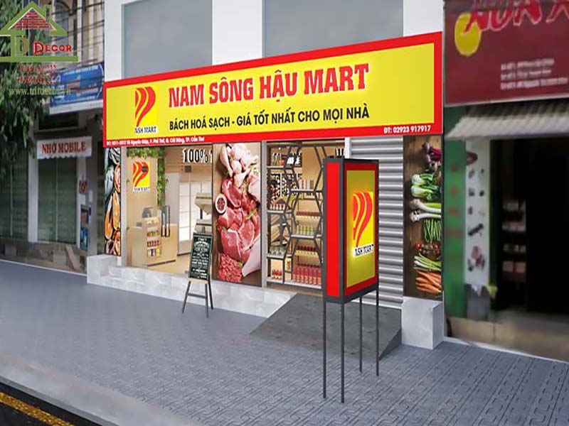 Thiết kế khu vực mặt tiền siêu thị mini