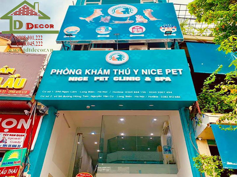 thiết kế khu vực mặt tiền của phòng khám thú y