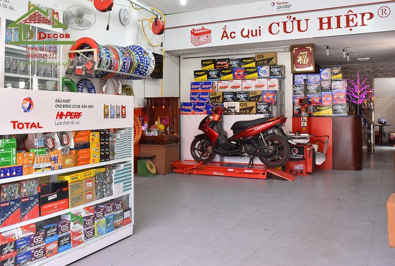 thiết kế cửa hàng phụ tùng xe máy