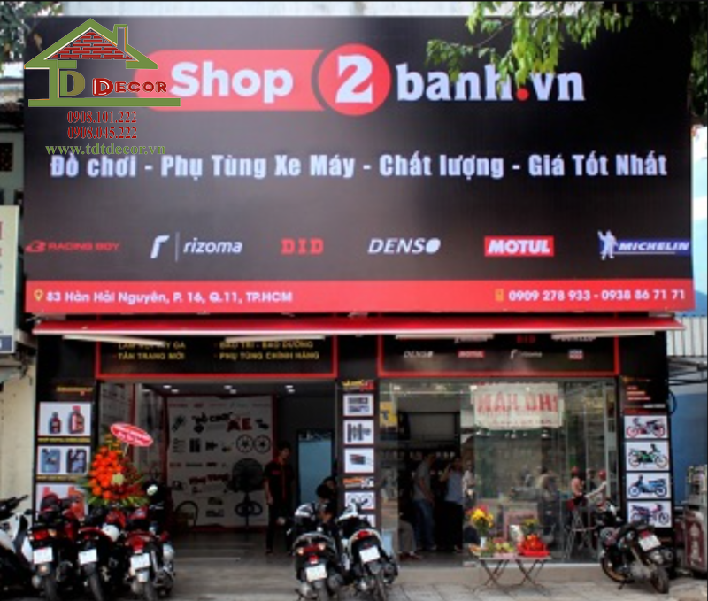 thiết kế cửa hàng phụ tùng xe máy