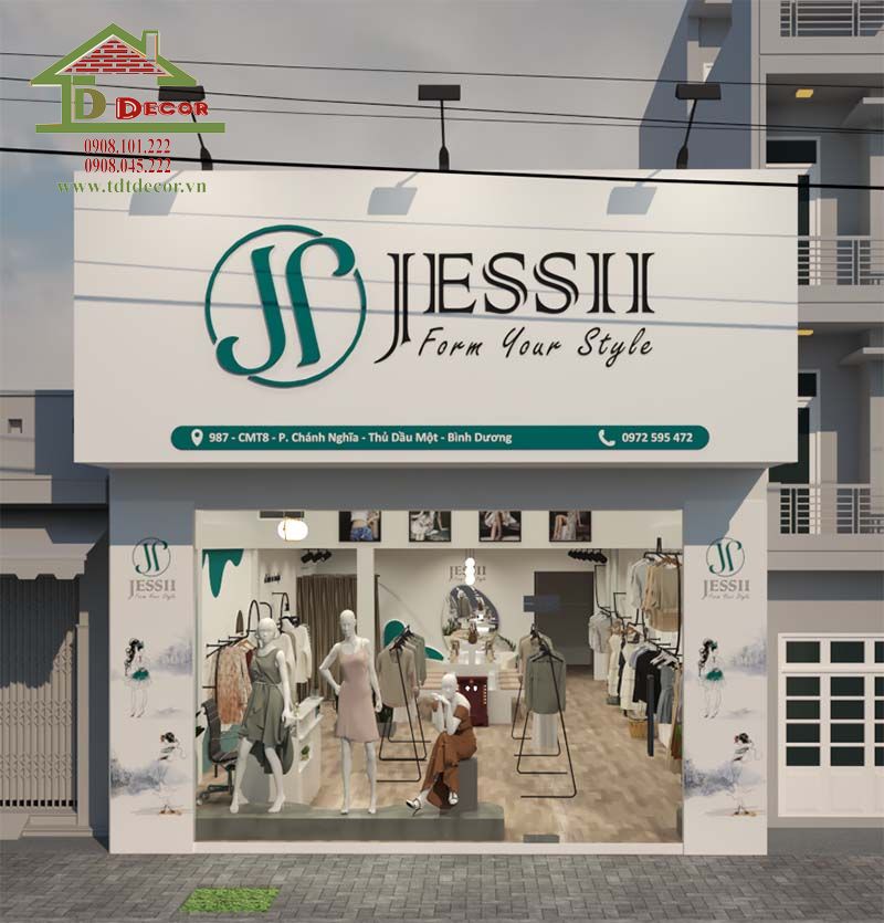 thiết kế shop quần áo nhỏ 10m2