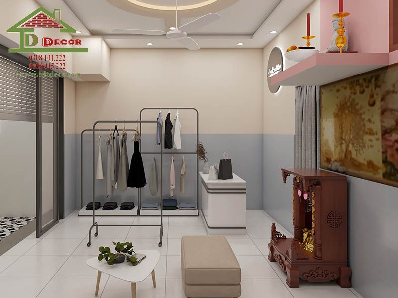 thiết kế shop quần áo nhỏ 10m2